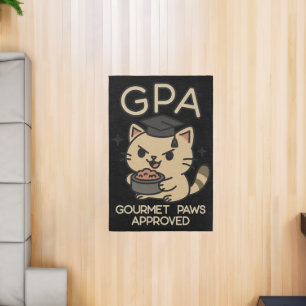 Cartoon Funny Scholar Cat Tuna Paws Rug