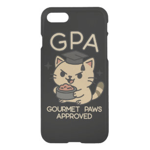 Cartoon Funny Scholar Cat Tuna Paws iPhone SE/8/7 Case