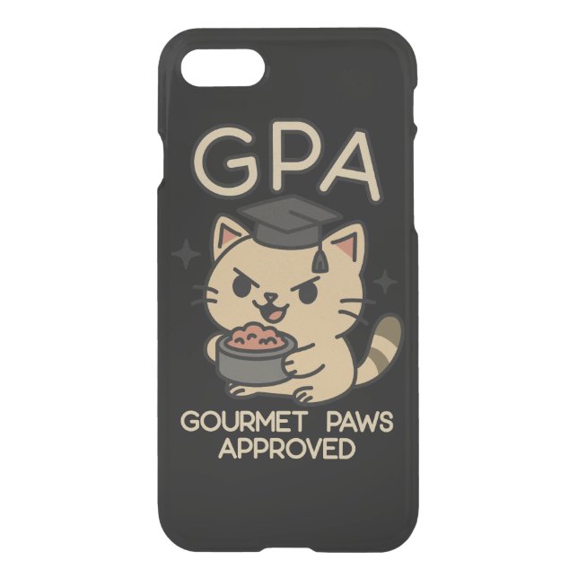 Cartoon Funny Scholar Cat Tuna Paws Uncommon iPhone Case (Back)