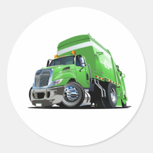 Cartoon garbage truck keychain classic round sticker