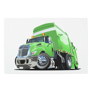 Cartoon garbage truck metal print
