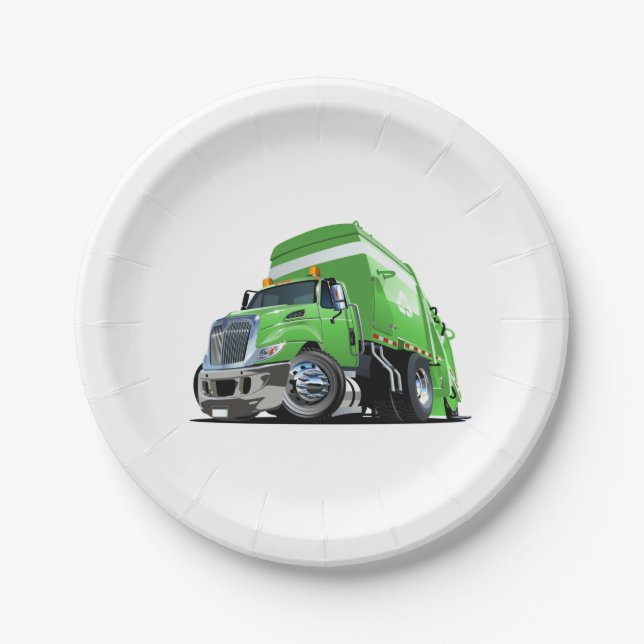 Cartoon garbage truck paper plates (Front)