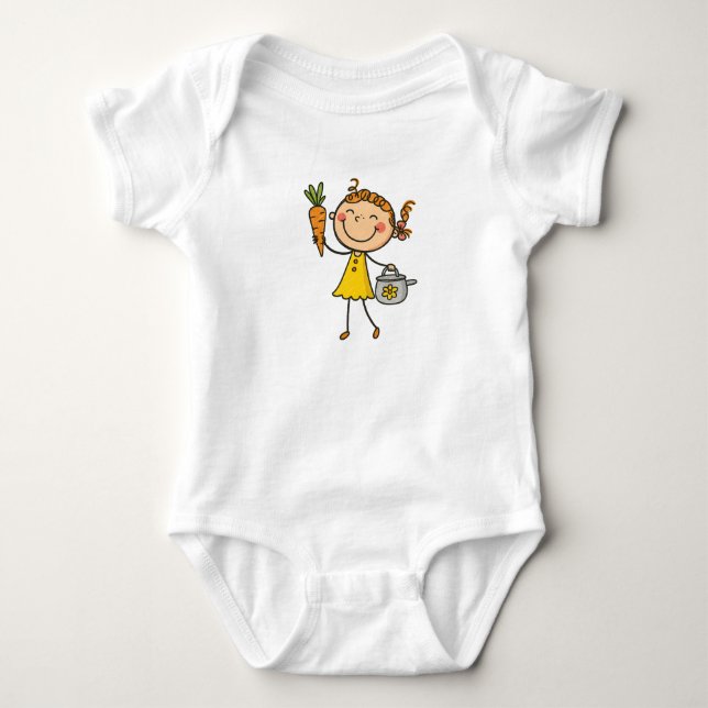 Cartoon Gardening Girl Kids Shirt (Front)