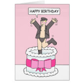 Cartoon Gay Birthday Man Leaping from a Cake (Front)
