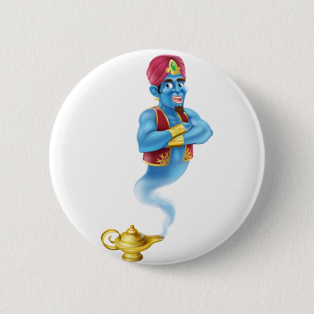 Cartoon Genie Pinback Button (Front)