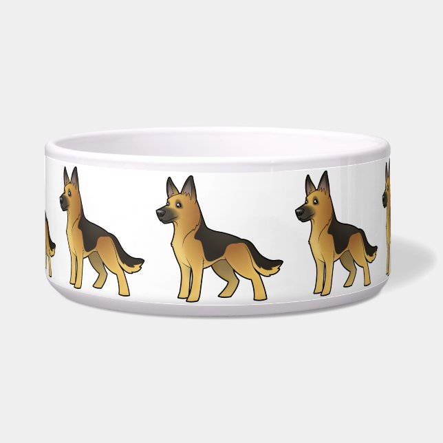 Cartoon German Shepherd Bowl (Front)