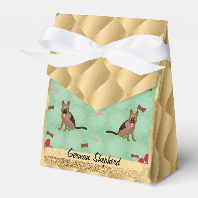 Cartoon German Shepherd Dog Favor Boxes (Front Side)