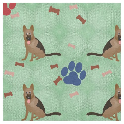 Cartoon German Shepherd Fabric