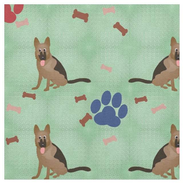 Cartoon German Shepherd Fabric (Close Up)