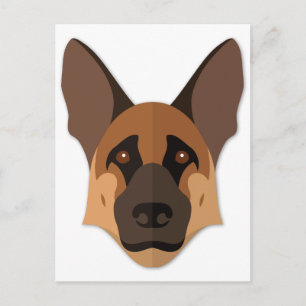 Cartoon German Shepherd Head Postcard