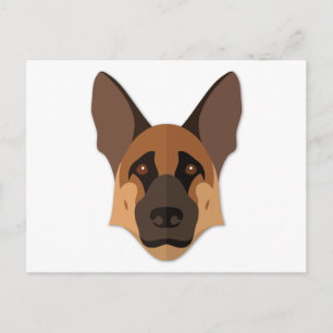 Cartoon German Shepherd Head Postcard