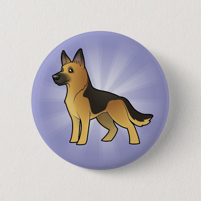 Cartoon German Shepherd Pinback Button (Front)