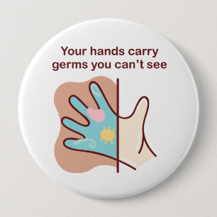Cartoon Germy Hands Need Washing Button