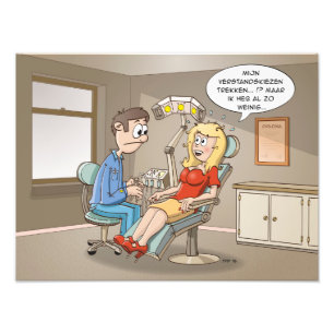 Cartoon, get a blonde at the dentist photo print