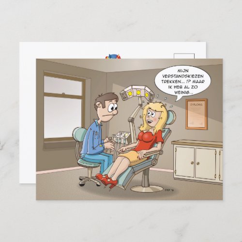 Cartoon get a blonde at the dentist postcard