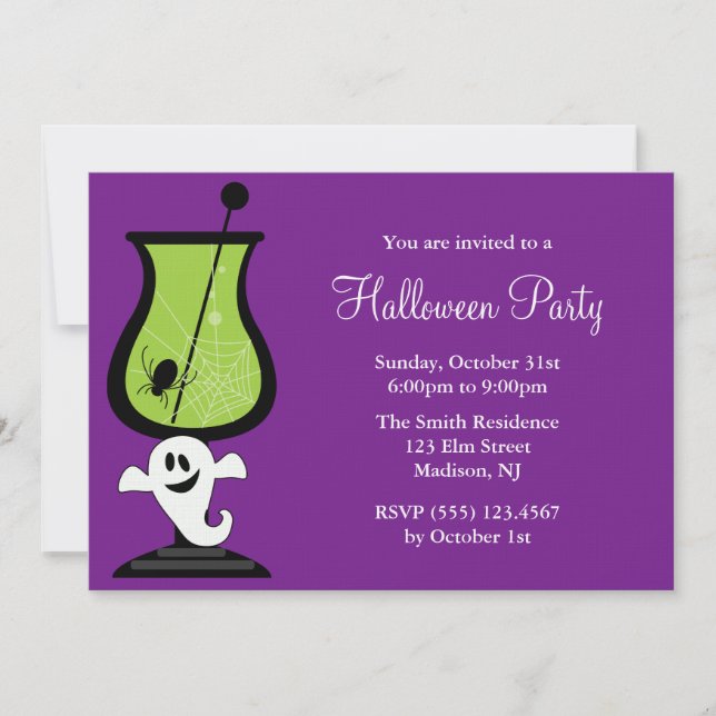 Cartoon Ghost Halloween Party Invitation (Front)