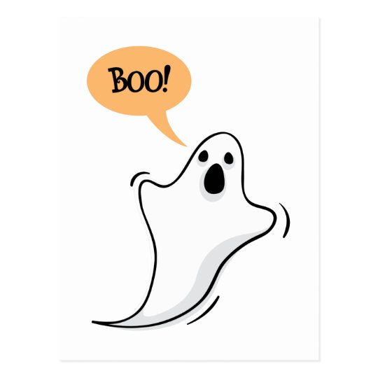 Cartoon ghost saying Boo! postcard | Zazzle.com