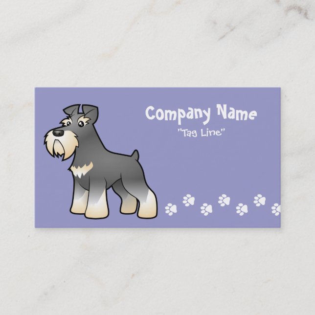 Cartoon Giant/Standard/Miniature Schnauzer Business Card (Front)