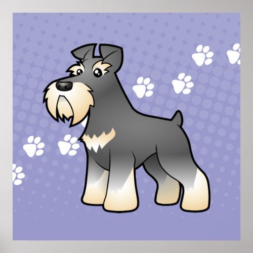 Cartoon GiantStandardMiniature Schnauzer Poster