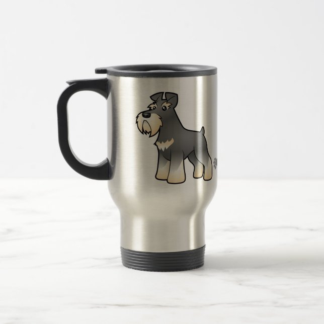 Cartoon Giant/Standard/Miniature Schnauzer Travel Mug (Left)