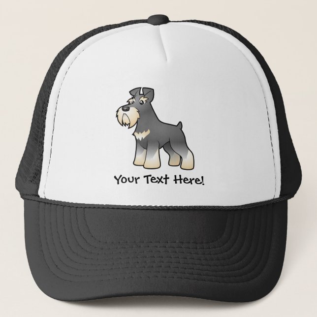 Cartoon Giant/Standard/Miniature Schnauzer Trucker Hat (Front)