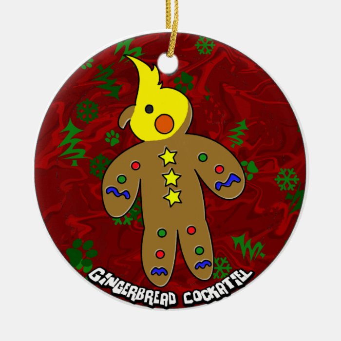 Cartoon Gingerbread Cockatiel Christmas Ornament