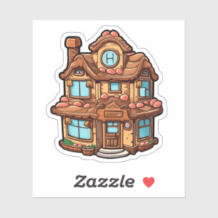 Cartoon gingerbread house sticker
