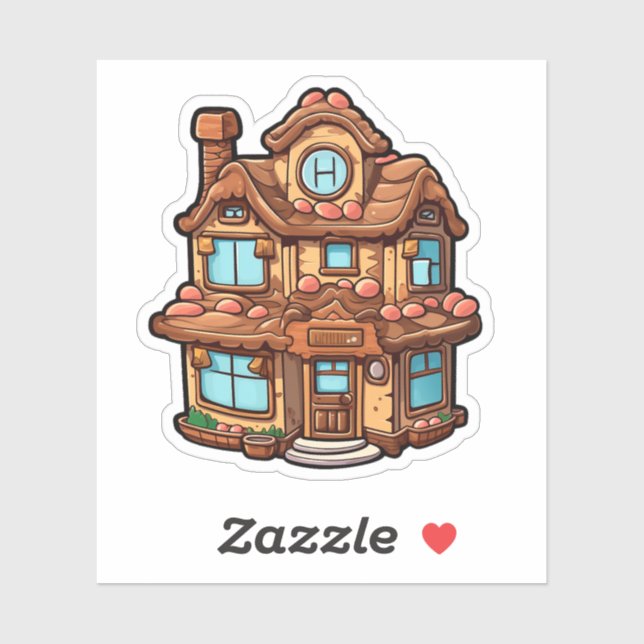Cartoon gingerbread house sticker (Sheet)