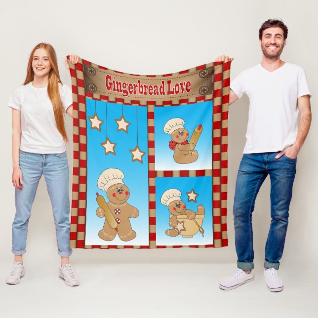 Cartoon Gingerbread Men Bakers Fleece Blanket (In Situ)