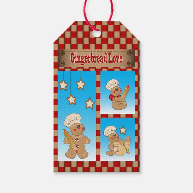Cartoon Gingerbread Men Bakers Gift Tags (Front)