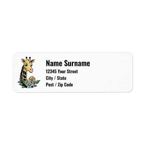 Cartoon Giraffe And Flowers Custom Label