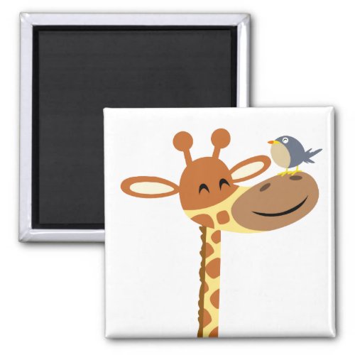 Cartoon Giraffe and Friend magnet