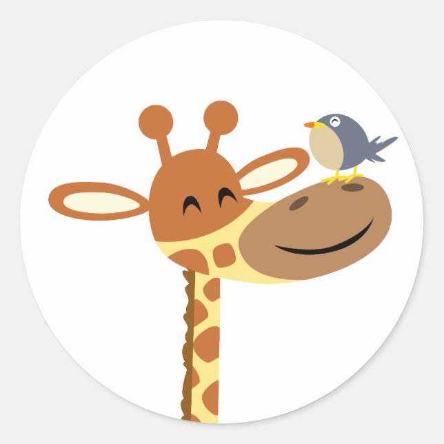 Cartoon Giraffe and Friend sticker (Front)