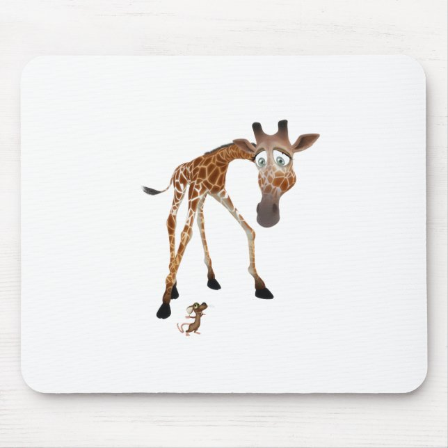 Cartoon Giraffe and Mouse Mouse Pad (Front)