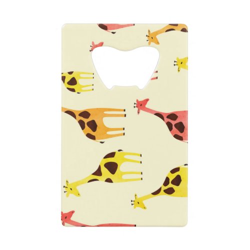 Cartoon Giraffe Colorful Vintage Pattern Credit Card Bottle Opener