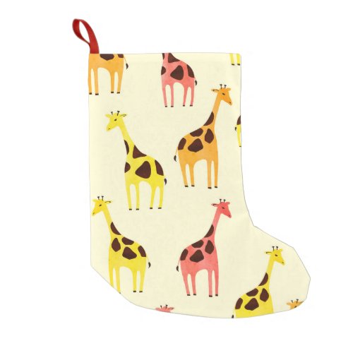 Cartoon Giraffe Colorful Vintage Pattern Small Christmas Stocking