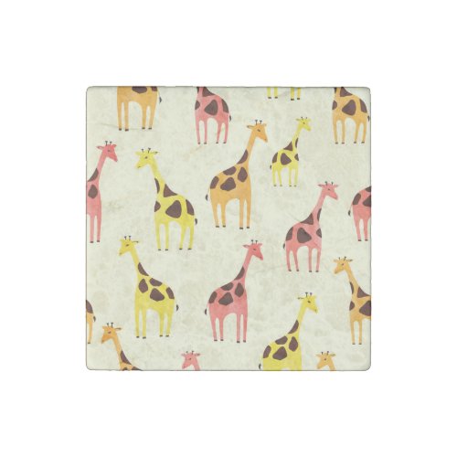 Cartoon Giraffe Colorful Vintage Pattern Stone Magnet