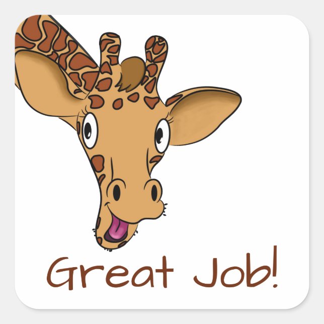 Cartoon Giraffe Customizable Square Sticker (Front)