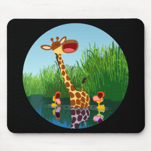 Cartoon Giraffe&Ducks (through telescope) Mousepad