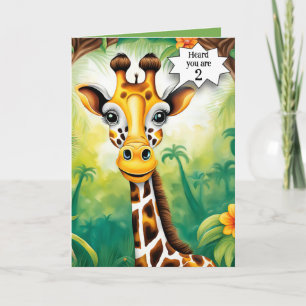 Cartoon Giraffe For 2nd Birthday Card