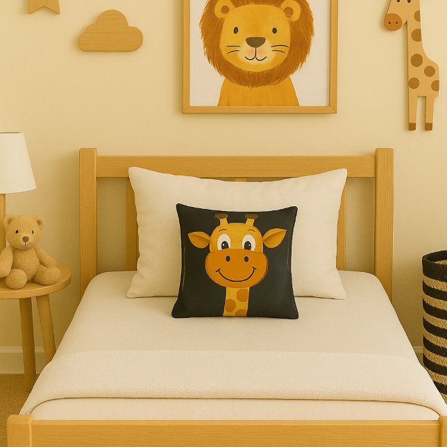 Cartoon Giraffe Fun Safari Boys Room Decor Throw Pillow (Creator Uploaded)