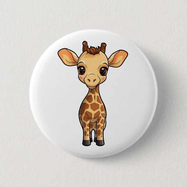 Cartoon giraffe illustration button (Front)