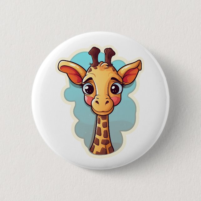 Cartoon giraffe illustration button (Front)