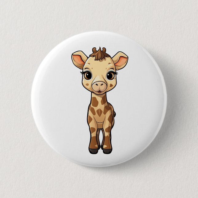 Cartoon giraffe illustration button (Front)