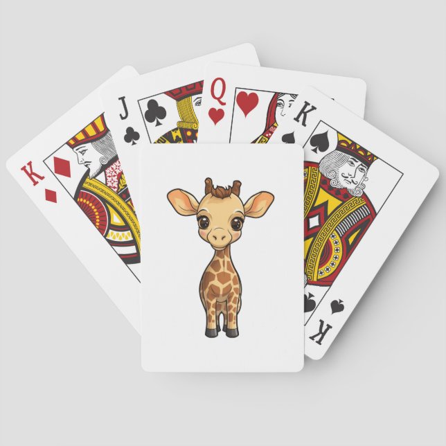 Cartoon giraffe illustration poker cards (Back)