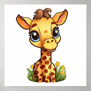 Cartoon giraffe illustration poster