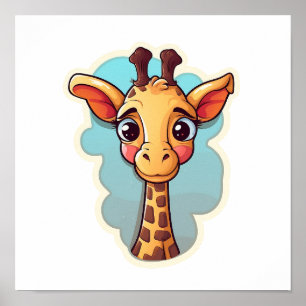 Cartoon giraffe illustration poster