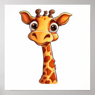 Cartoon giraffe illustration poster