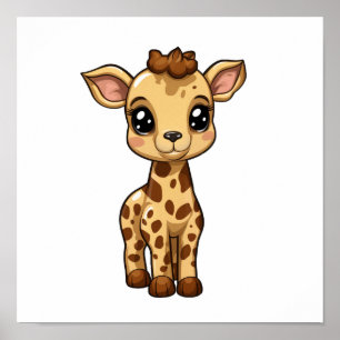 Cartoon giraffe illustration poster