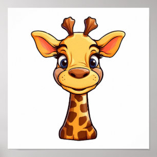 Cartoon giraffe illustration poster